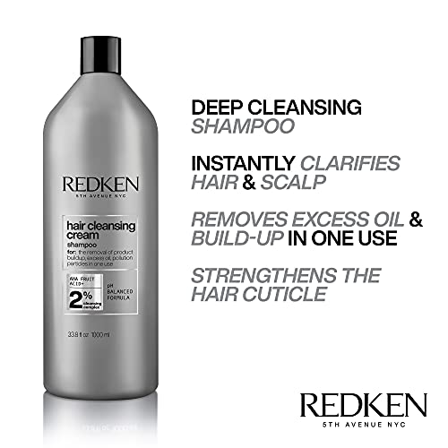 Redken Detox Hair Cleansing Cream Clarifying Shampoo For All Hair Types - Removes Buildup and Strengthens Hair Cuticle