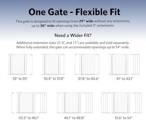 Midwest Homes 39-Inch Steel Walk-Thru Dog Gate, Expands to 38" | Pressure Mounted, Expands 29.5"- 38" Wide, Auto-Close Door, Spring-Loaded Latch, Includes Two 3" Extensions