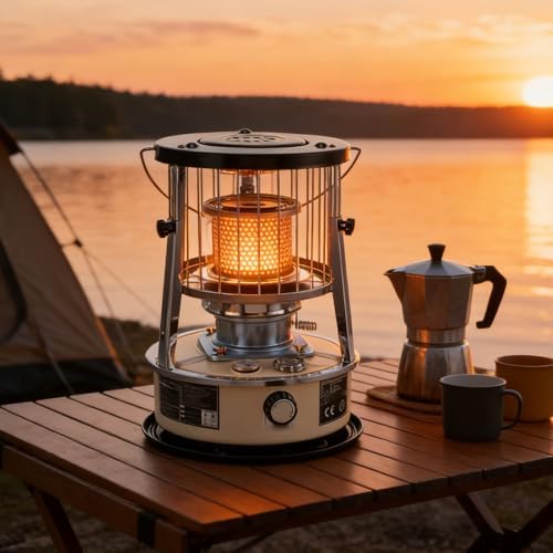 2.6KW Adjustable Height Kerosene Heater, Non-Electric Portable Radiant Heater with 25H Burn Time for Garage Camping