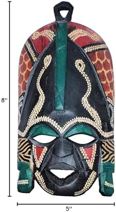 African Masai Masks Wall Hanging Art Hand Carving Safari Décor (8 Inch)