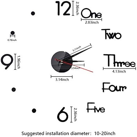 10-20 Inch DIY Wall Clock 3D Frameless Silent Non Ticking