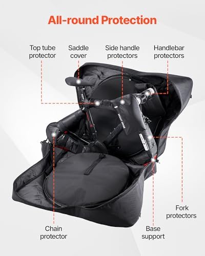 VEVOR Bike Travel Bag, Road Bike Bag Road Bicycle Storage Carry with TSA Lock & Dual Zipper for Air Travel, Outdoor Use, Airplane, Car, Train, Subway Transport