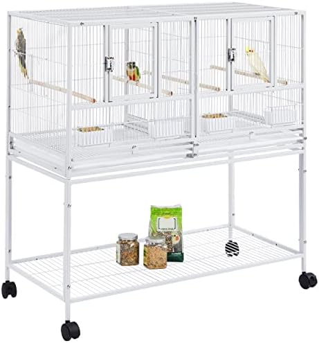 Yaheetech 41.5" Stackable Divided Breeder Breeding Parakeet Bird Cage for Canaries Cockatiels Lovebirds Finches Budgies Small Parrots with Rolling