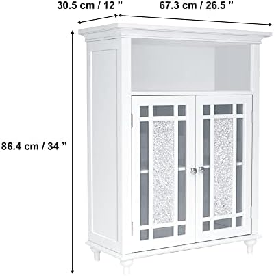 Teamson Home Windsor 26.5 in. x 34.02 in. 2-Door Freestanding Wooden Floor Cabinet with Adjustable Shelves for Storage Solutions in Bathrooms