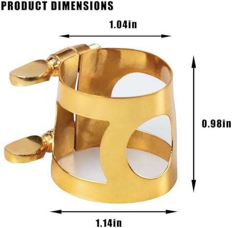 Gold Plated Brass Saxophone Ligature for Alto Tenor Sax, Adjustable Double-Screw Mouthpiece Ligature