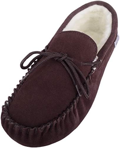 SNUGRUGS Men's Alfie Wool Lined Suede Sole Moccasin Slipper