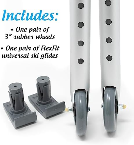Deluxe KIT: Universal 3" Walker Wheels with Free Flexfit Walker Ski Glides