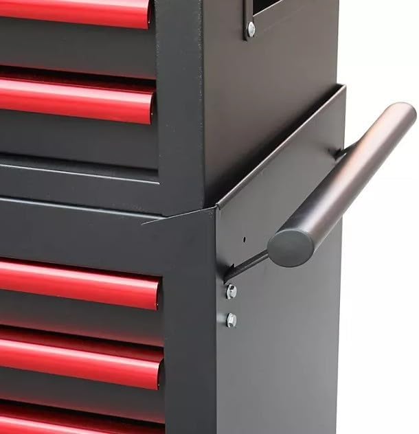 Heavy Duty 36" 8-Drawer Tool Chest and Cabinet Combo, Black with Red Accents, Rolling Casters