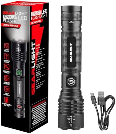 GearLight High-Powered LED Flashlight S1200 - Mid Size, Zoomable, Water Resistant, Handheld Light - High Lumen Camping, Outdoor, Emergency Flashlights - S1200-1 Pack, (Batteries Not Included)