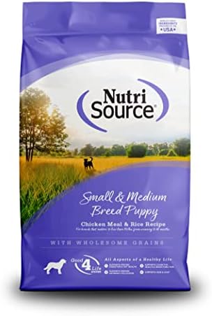 NutriSource Puppy Food for Small and Medium Breeds, Chicken Meal and Rice, 4LB