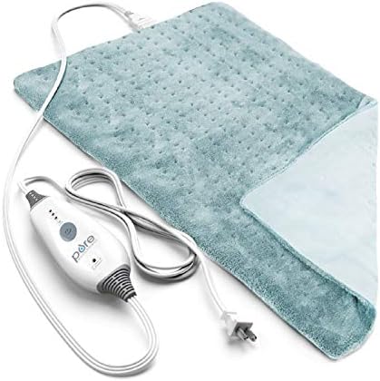 Pure Enrichment PureRelief Deluxe Heating Pad (12" x 24"), Full Body Therapy Pad with 4 InstaHeat Settings, Soft Machine-Washable Microplush Fabric and 2-Hour Auto Safety Shut-Off (Sea Glass)
