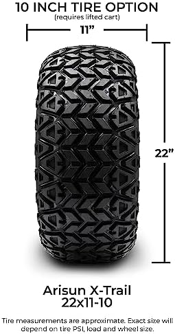 10"x7" Black 8 Window Steel - Golf Cart Lifted Tires and Wheels Combo Set of 4