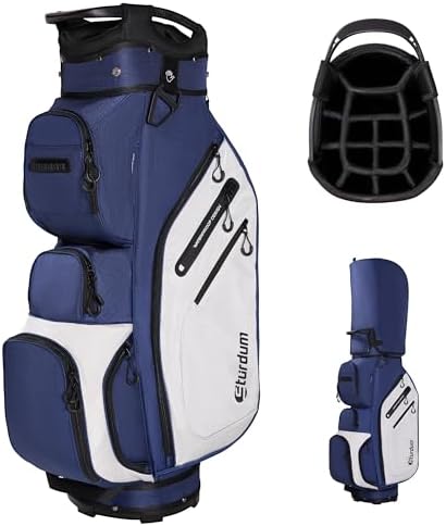 Golf Cart Bag 14-Way Organizer Divider, Lightweight 5.5 lbs Golf Club Bags for Men & Women, 10 Pockets with Cooler, Dual Waterproof Valuables Pockets, Rain Cover
