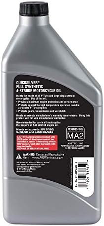Quicksilver 20W-50 Full Synthetic Motorcycle Oil, 1 Quart