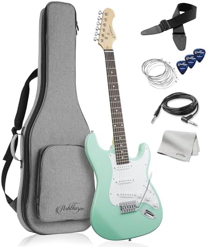 Ashthorpe 39-Inch Electric Guitar (Blue-Black), Full-Size Guitar Kit with Padded Gig Bag, Tremolo Bar, Strap, Strings, Cable, Cloth, Picks