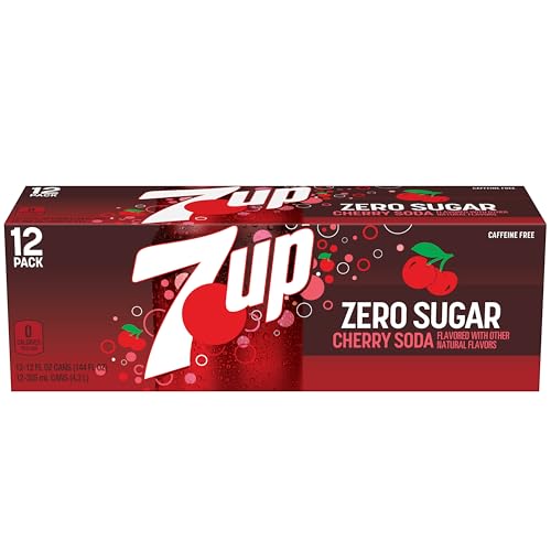 7UP Cherry Zero Sugar Soda, 12 fl oz cans, 12 pack