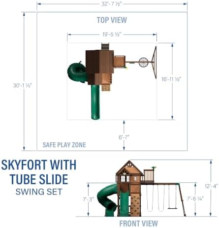 Backyard Discovery Skyfort All Cedar Swing Set, Elevated Covered Wood Roof Clubhouse with Bay Windows, 2 Belt Swings, Web Swing, 10ft Wave Slide