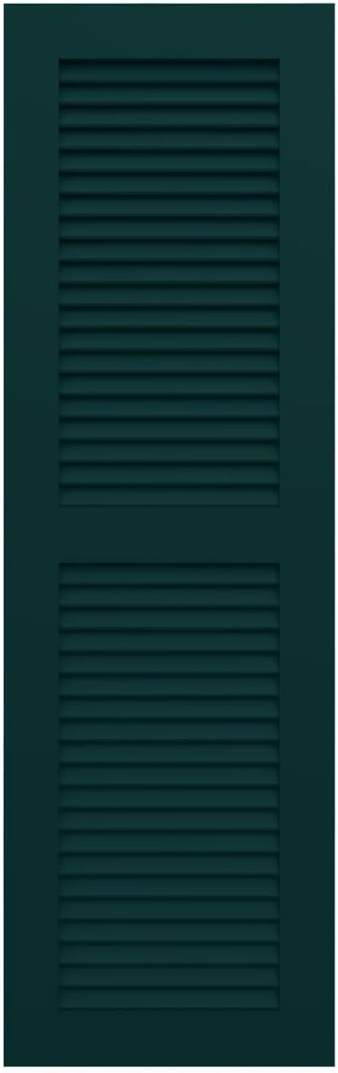 18"W x 60"H True Fit PVC Two Equal Louver Shutters, Unfinished (Per Pair - Hardware Not Included)