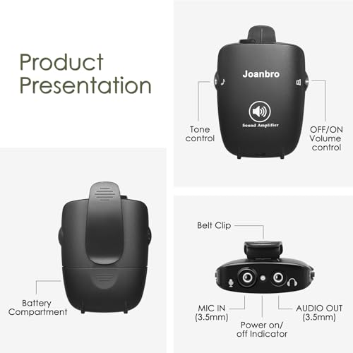 Personal Sound Amplifier for Seniors, Voice Enhancement Devices, Pocket Sound Amplifiers for Elderly People, Adults, 50dB Gain