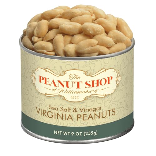 The Peanut Shop of Williamsburg Extra-Large Handcooked Lightly Salted Virginia Peanuts Williamsburg Peanuts Non-Gmo Kosher Gluten-Free No Preservatives - 32 Oz Tin