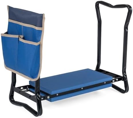 Goplus Garden Kneeler and Seat, Foldable Garden Bench for Kneeling & Sitting, Widened 8" EVA Soft Foam Pad
