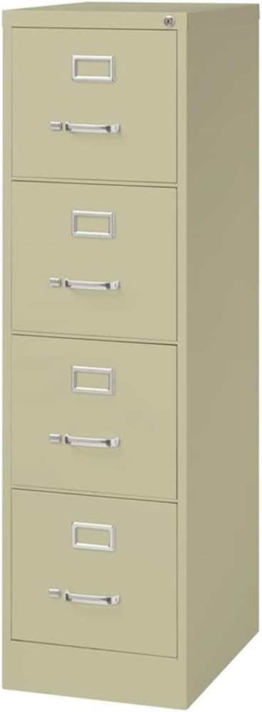 Scranton & Co 22" 4-Drawer Metal Letter Width Vertical Filing Cabinet in Beige, Lockable, Sturdy Steel Construction, Office or Home Use, Durable Letter Size File Storage