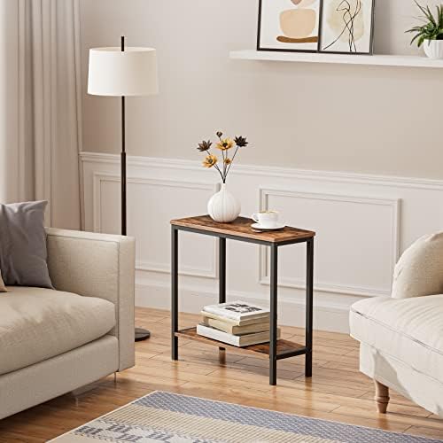 HOOBRO Wedge End Table, Recliner Wedge Side Table with Storage, Industrial Triangle Accent Table for Small Space, Corner, Living Room, Apartment
