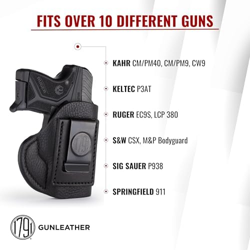 1791 GunLeather Ruger LCP & SR22 Premium Leather Holster - Super Soft & Comfortable IWB CCW Leather Gun Holster - Right Handed - Fits Ruger LCP, SR22, Walther PPK & Kahr CW380