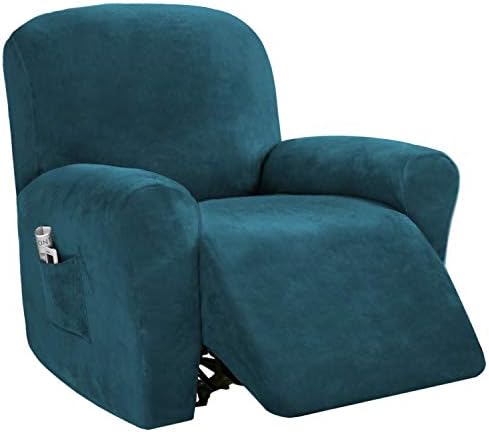 PrinceDeco Recliner Chair Cover Velvet Stretch Recliner Couch Covers 4-Pieces Style Recliner Chair Covers Recliner Cover for Reclining Chair