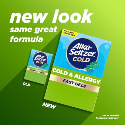 Alka-Seltzer Cold, Cold & Allergy Max Strength Fast Gels, Allergy Medicine, Multi-Symptom Relief, Body Aches and Pains, Congestion Relief