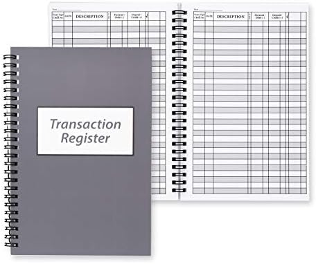 Side Spiral Bound Slate Gray Checkbook/Transaction Register