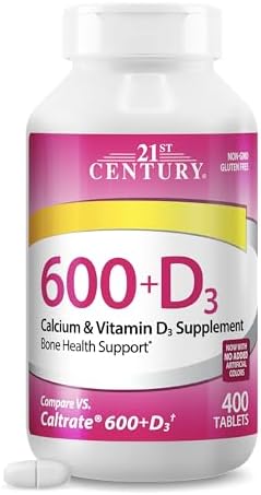 21st Century Calcium Plus D Supplement Tablet, 600 mg, 400 Count