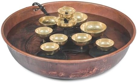 Woodstock Wind Chimes Encore Water Bell Fountain (14") Brass Serenity Bells Black Bowl for Indoor Home Garden Décor Christmas/Hanukkah Gifts (WEWBF)