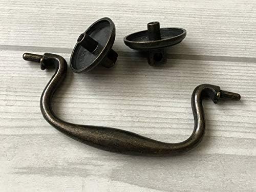 3.75" C-C Bail Drawer Pull Drop Dresser Pull Dark Antique Bronze Swing Drawer Handle Vintage Style 3 3/4" 96 mm Centers (Bail Pull- 3.75" (96 mm) Centers, Dark Antique Bronze)