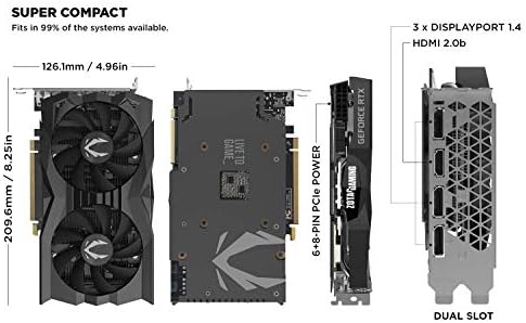 ZOTAC Gaming GeForce RTX 2070 Super Mini 8GB GDDR6 256-Bit 14Gbps Gaming Graphics Card, Ice Storm 2.0, Super Compact, ZT-T20710E-10M (Renewed)