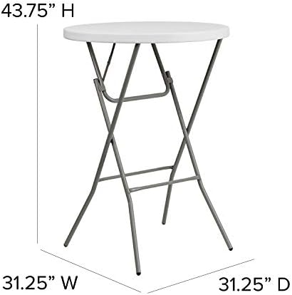 Flash Furniture Elon 32' Round Folding Bar Height Table for Parties and Commercial Events, Indoor/Outdoor Plastic Tall Round Table, White | Lightweight, Easy Storage, Commercial Grade