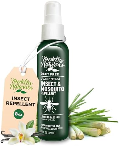 Deet-Free Insect & Mosquito Repellent – Nice Smelling, Pack of 2 (8 oz) | Insect Repellent with Lemongrass Oil Safe for Pets and Kids – Bug Spray for Mosquitoes, Gnats, Black Flies, and No-See-ums