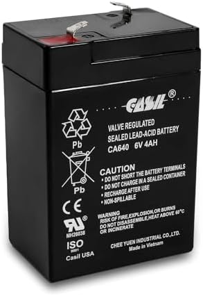 Casil 6V 4Ah SLA Battery – Rechargeable Sealed Lead Acid AGM – F1 Terminal – Replacement for Power Wheels, Deer Feeders, Emergency Lights