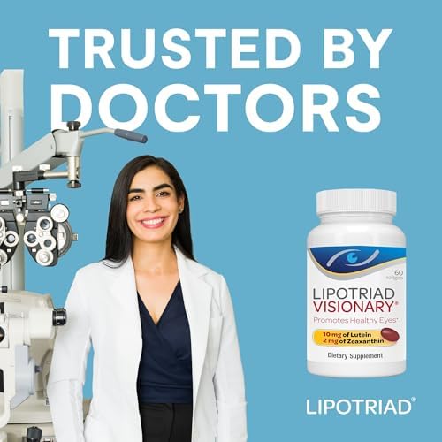 Lipotriad Visionary Eye Vitamins, 60 Capsules, 30-Day Supply | Lutein and Zeaxanthin Supplements with AREDS 2 Ingredients to Support Eye Health