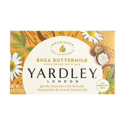 Yardley London Nourishing Bath Soap Bar Aloe & Avocado, Conditions Skin with Creamy Avocado & Olive Extracts, 4.0 oz Bath Bar, 1 Soap Bar