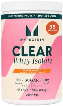 Myprotein Clear Whey Isolate Protein Powder, 35 Servings, (1.9lbs) Strawberry, 20g Protein per Serving, Naturally Flavored Drink Mix