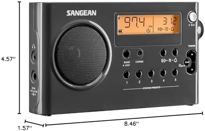 SANGEAN SG-106 AM/FM Compact Digital Tuning Portable Receiver (Black)