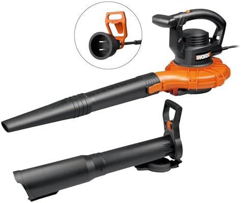 WORX Trivac 3-in-1 Electric Leaf Blower/Leaf Vacuum/Leaf Mulcher, WG509 | 350CFM & 210MPH Airflow, 18:1 Mulch Ratio for Efficient Leaf Removal, Corded