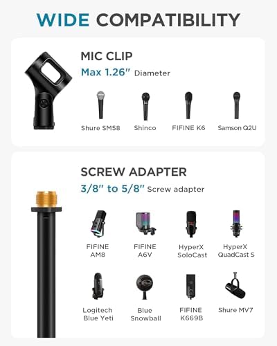 InnoGear Adjustable Desk Microphone Stand, Weighted Base with Soft Grip Twist Clutch, Boom Arm