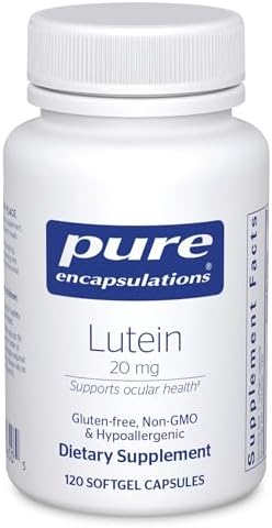 Pure Encapsulations Lutein 20 mg | Hypoallergenic Antioxidant Support for Healthy Visual Function* | 60 Softgel Capsules | Hypoallergenic Antioxidant Support for Healthy Visual Function*, Macular Health