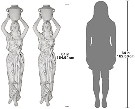 Design Toscano Dione the Divine Greek Water Woman Indoor/Outdoor Garden Statue, Medium, 22 inches tall, Cast Stone Resin, Antique Stone Finish