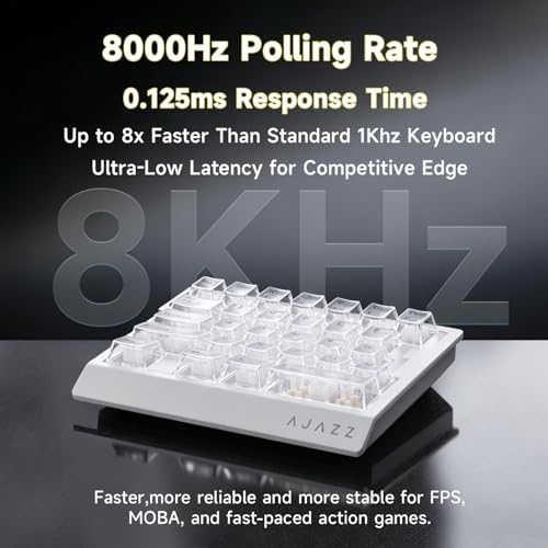 AJAZZ AK029 Wired One-Handed Hall Effect Mechanical Gaming Keypad, 29 Keys | Magnetic Switch, Rapid Trigger, 8KHz Polling, SOCD/DKS, RGB Backlit, Web Driver Customizable, Portable, Black Gray
