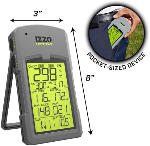 Izzo Golf Launch Mate Launch Monitor | Tracks swing speed, ball speed, carry distance and smash factor