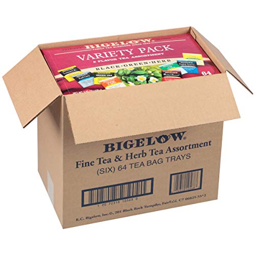 Bigelow Tea Green Tea Assortment, 64 Count (Pack of 1) | Individually Wrapped Tea Bags with Classic, Decaffeinated, Mint, Peach, Constant Comment, Lemon, Mango, and Earl Grey Teas