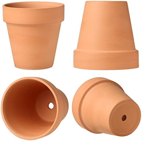 Briful 4 Shallow Terracotta Pots 5.5"x2.8" Flower Pots Clay Pottery Planter with Drainage Hole - Great for Cactus, Succulent Plants and Crafts